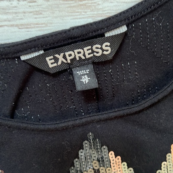 Express Aztec Sequin Long Sleeve Bodycon Dress XS - Picture 2 of 5
